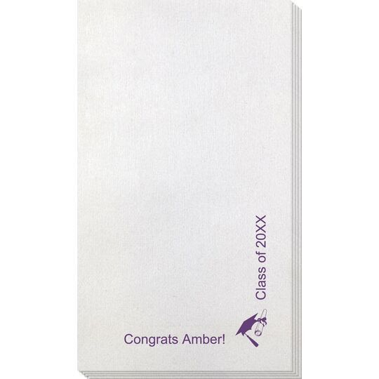 Corner Text with Cap and Diploma Bamboo Luxe Guest Towels